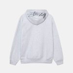 stussy back applique hoodie grey