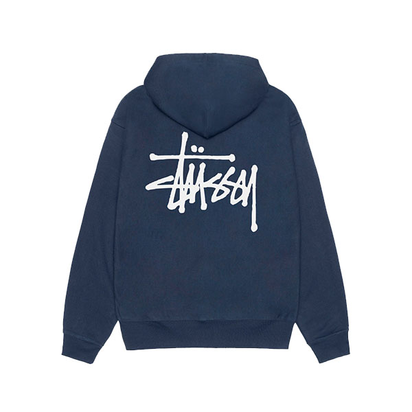 stussy basic zip hoodie navy