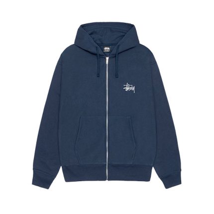 stussy basic zip hoodie navy