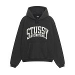 stussy international hoodie washed black