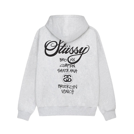 stussy world tour hoodie white